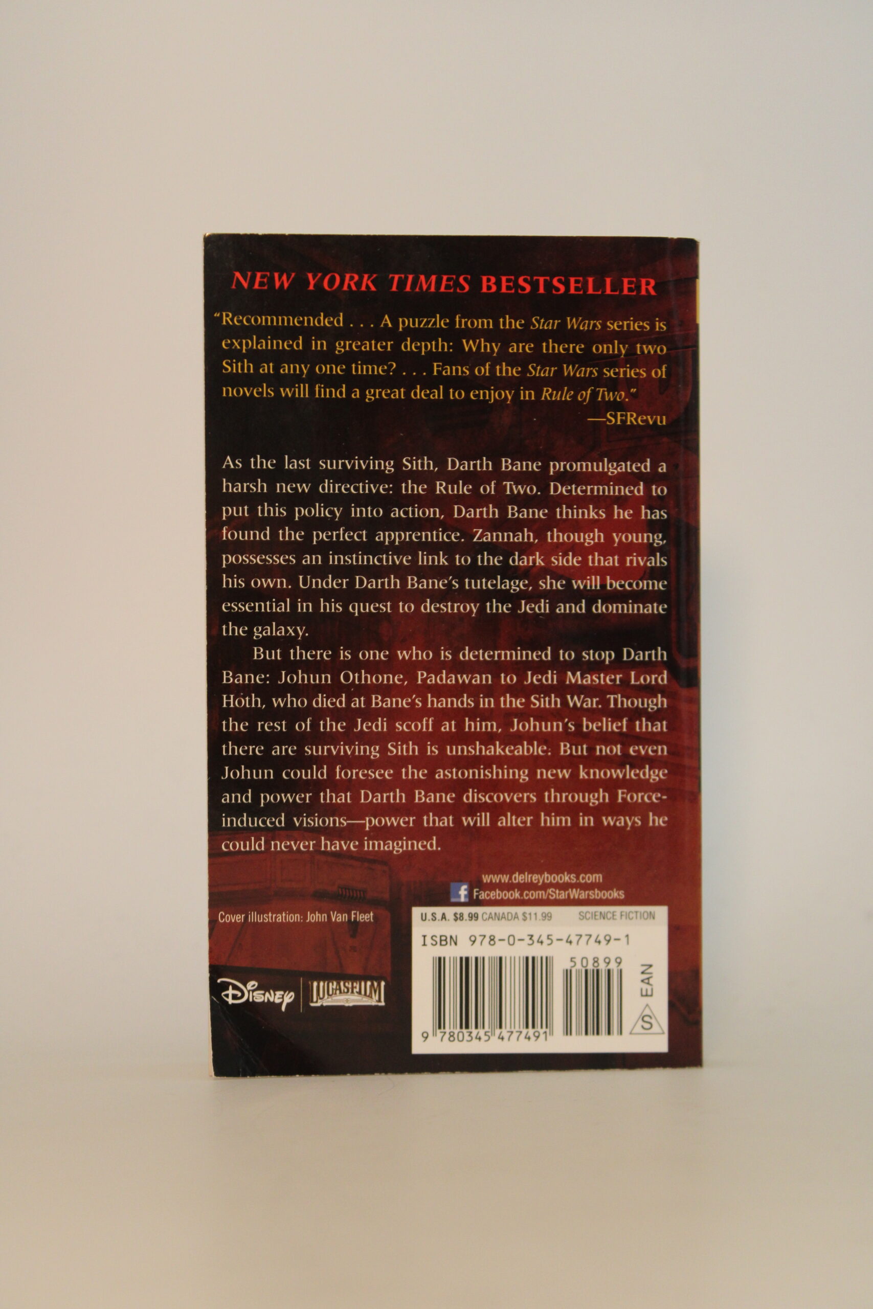 IMG_0643 An image of Star Wars: Darth Bane - Rule of Two with its back cover, book description. The book is the only thing in the photo.