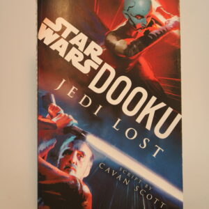 An image of Star Wars: Darth Plageuis with its front cover displaying Asaj Ventress with a lightsaber above Count Dooku who also has a lightsaber.