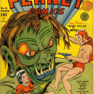 Planet Comics cover feature a zombie holding two women in his hands.