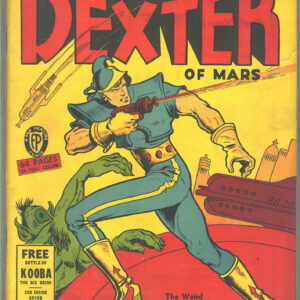 Rex Dexter comic book cover with Rex Dexter shooting monsters with a lazer gun.